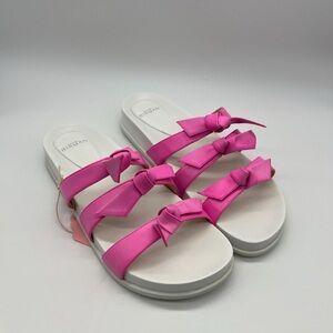 Alexandre Birman Lolita Leather Bow Slide Sandals